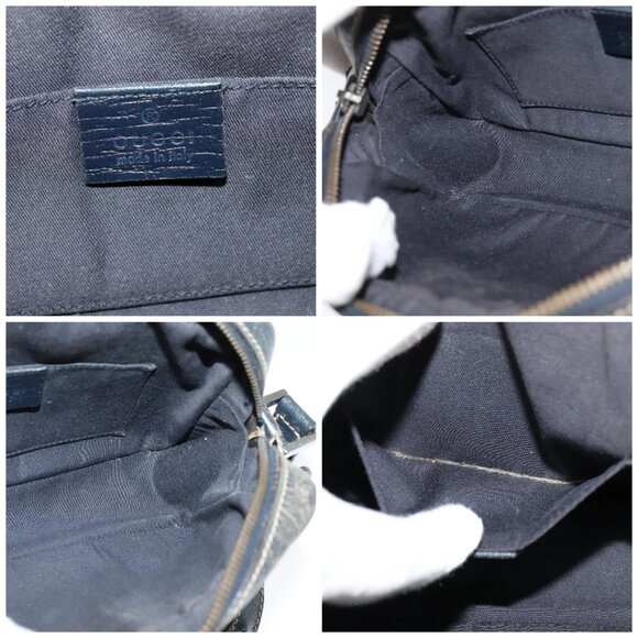 GUCCI GG Supreme Sherry Line Shoulder Bag PVC Navy Silver Red 162910 Auth ep9588 - Picture 15 of 16